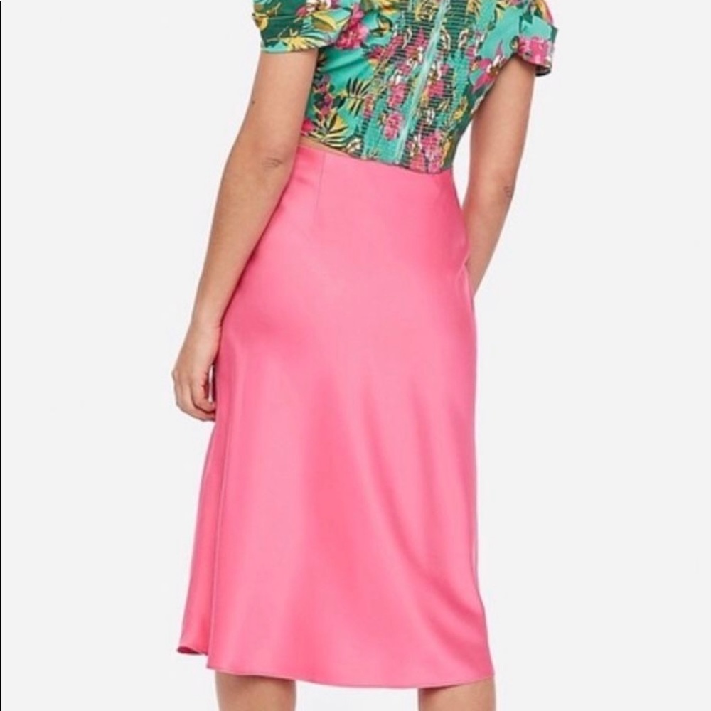 Express High Waisted Satin Midi Skirt
